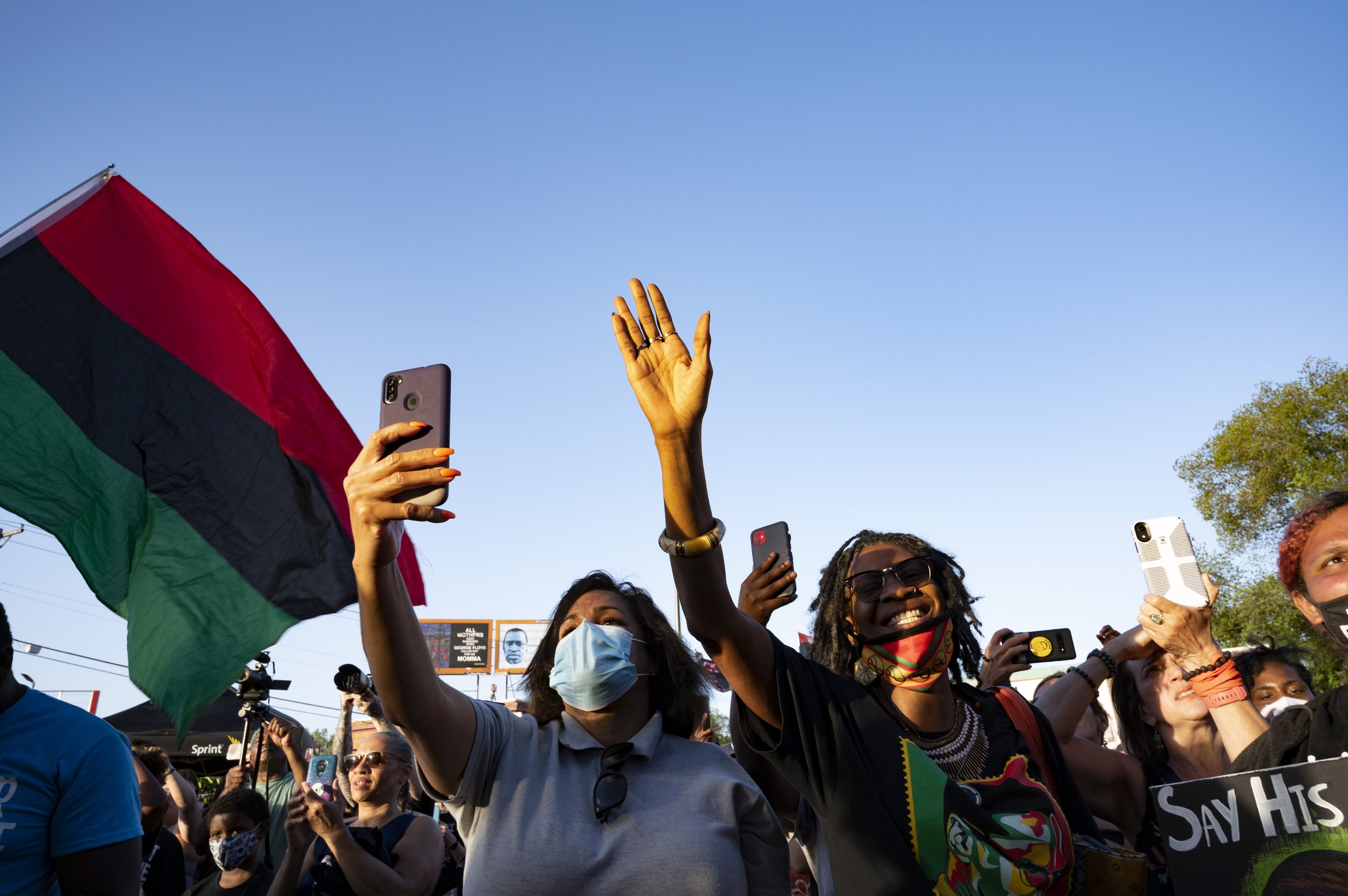  The ground of hundreds enjoys the concert at the Rise and Remember George Floyd Memorial Celebration at Georg Floyd Square in South Minneapolis on May 25, 2021. 