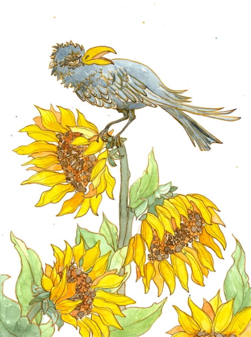 "Crow & Sunflowers"