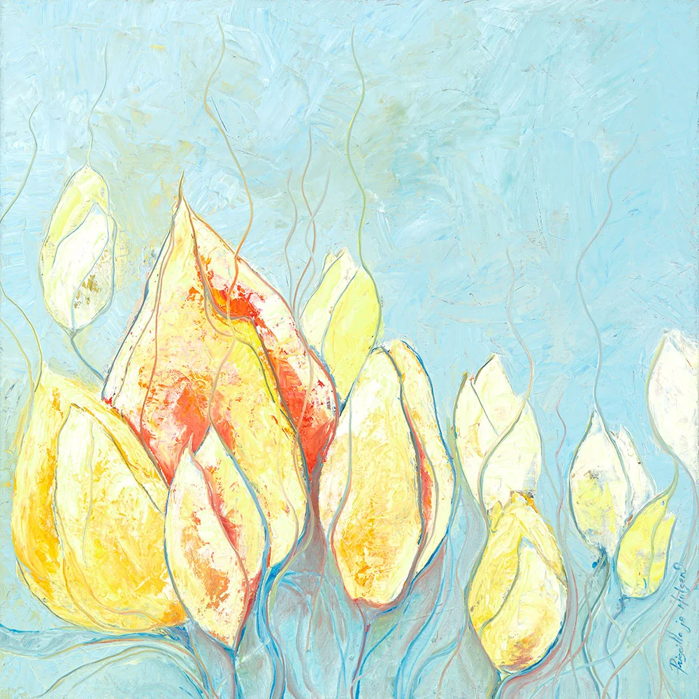 Tulips on Blue