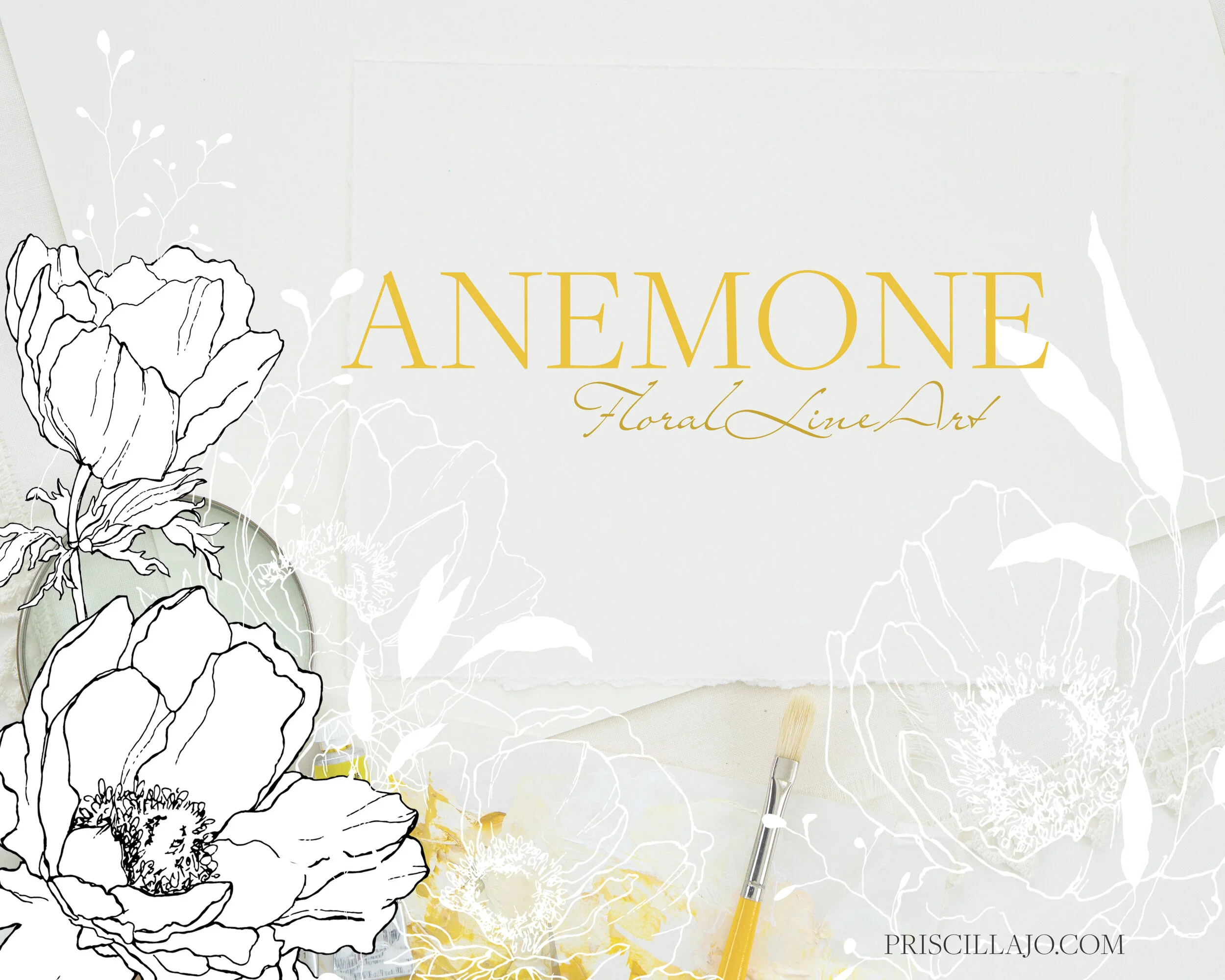 Anemone Floral Line Drawings