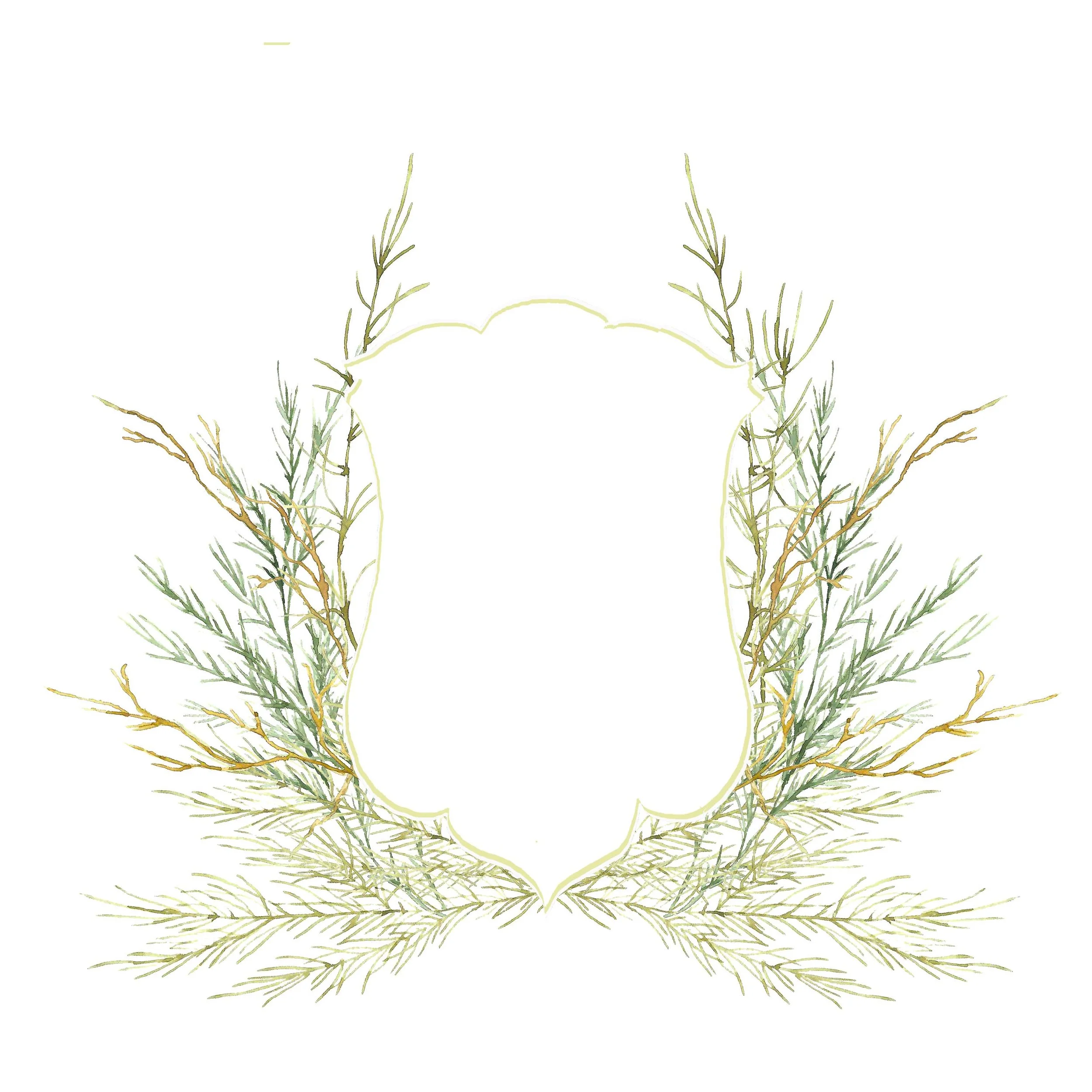 Handmade Winter Watercolor Crest | Christmas Clip Art | Holiday Wreath