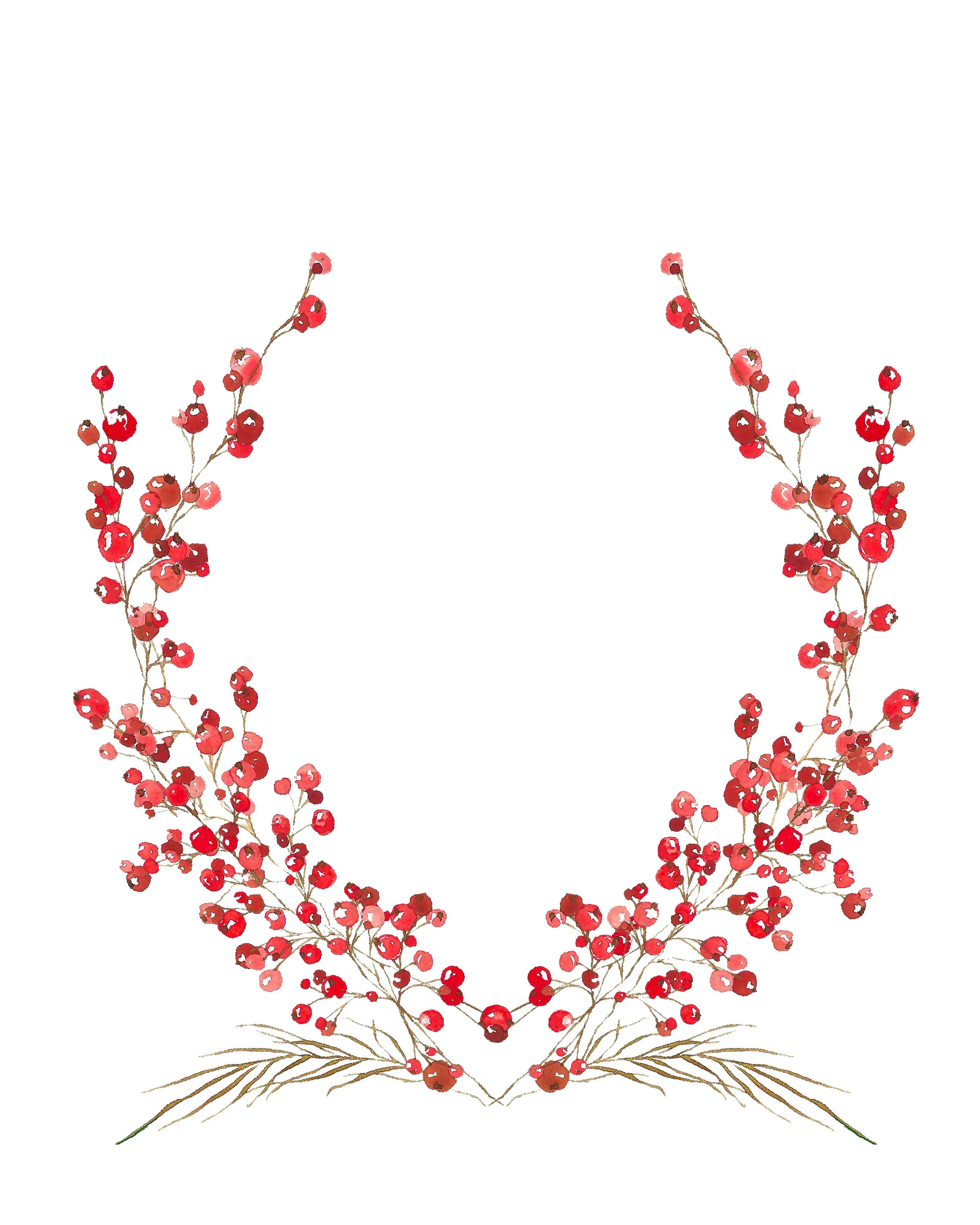 Autumn Berry Crest | Winter Berry Clip Art | Winter Wedding |