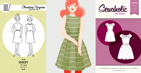Christine Haynes' Emory Dress, the Mortmain from Gather Kits and Sewaholic's Cambie Dress patterns.