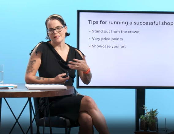 Screenshot of Lisa Congdon on day two of her CreativeLive titled "Become a Working Artist."