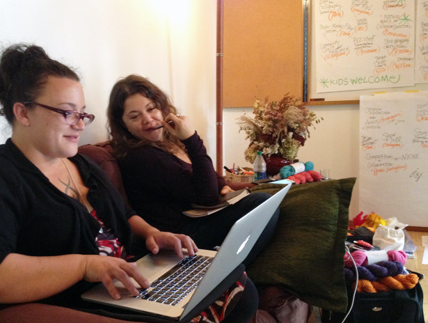 Jessika and Christina make business plans.