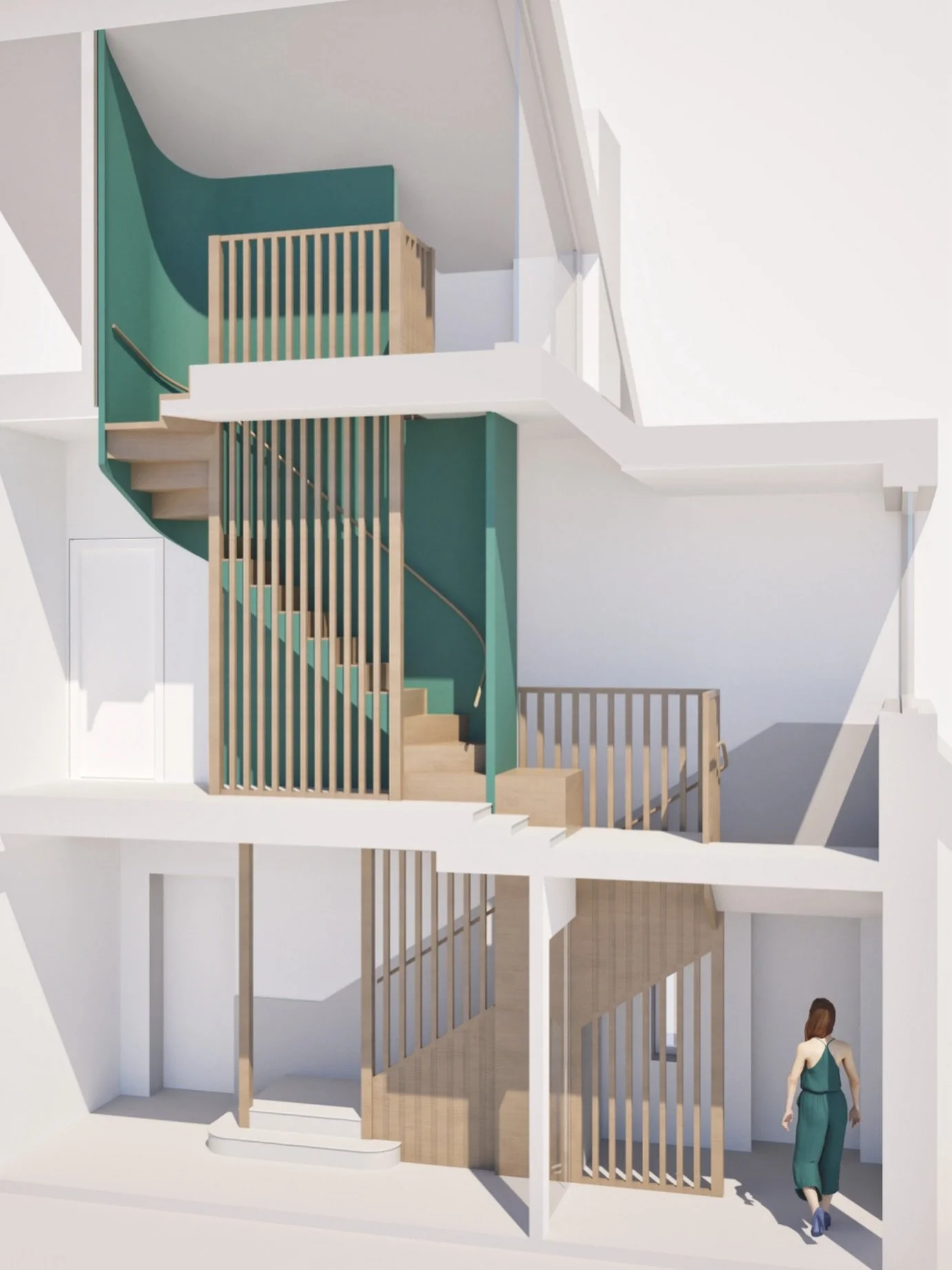 WIP. Reconnecting a way up to the top of the house from the front door. Introducing a palette of materials that brings calm and serenity to re-order an existing haphazard and disconnected layout and stair. #home #retrofit #northeast #joinery 

But is