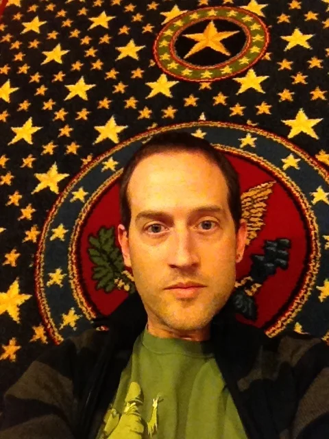 After a late night drive from the Philadelphia airport we arrived at a very patriotic hotel with carpets like this. With Lincoln portrait paintings every where.