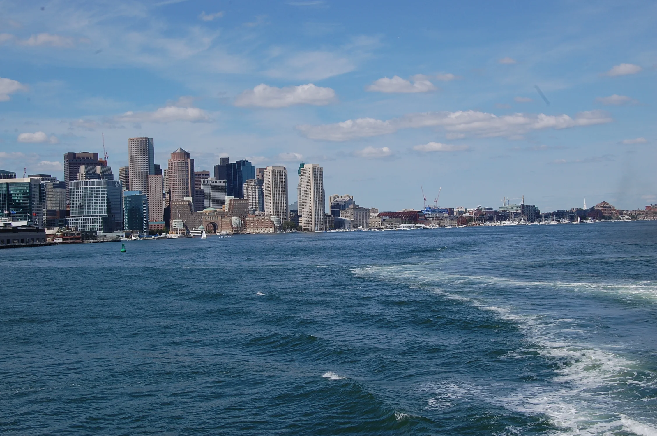 view of Boston from ferry