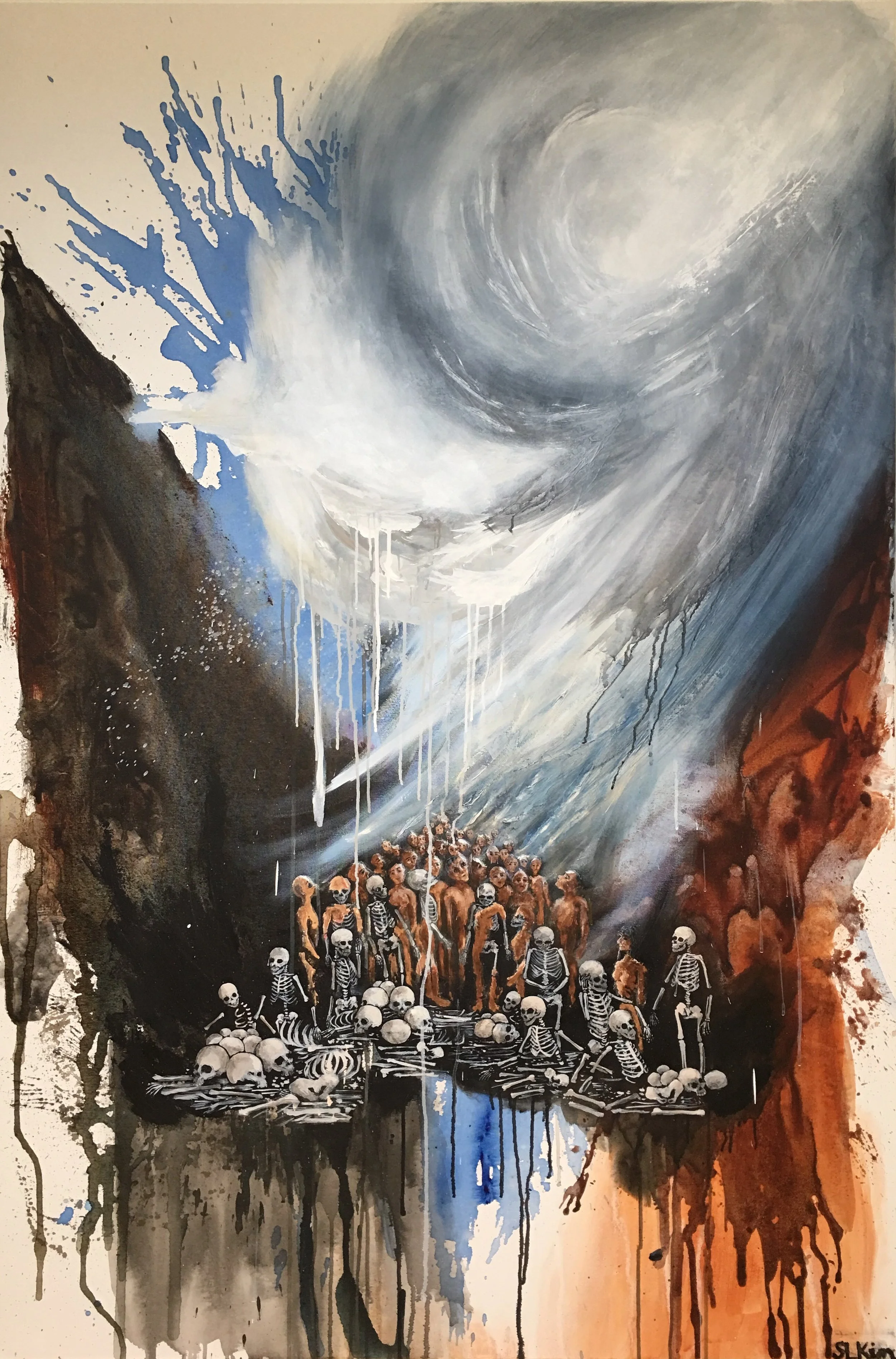 The Breath, 2017, 48x72 inches, acrylic and paperclay on canvas