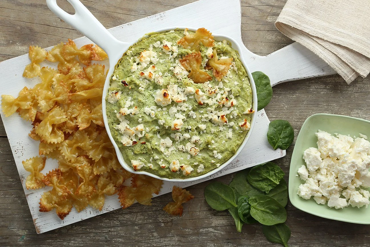 WEB_12x18_72dpi_Spinach Artichoke Dip with Pasta Chips in Dip_3045.jpg