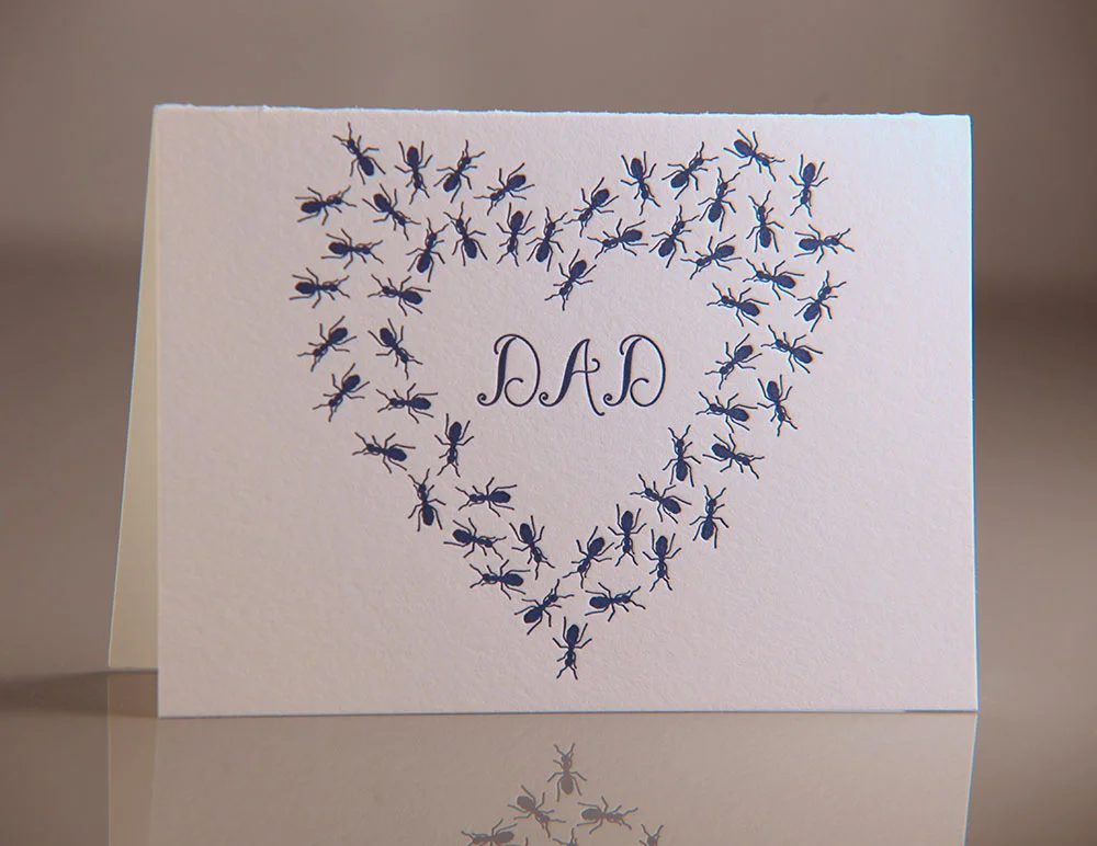 Letterpress Ants Dad Greeting Card