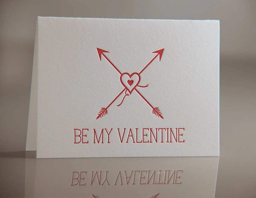 Letterpress Heart & Arrow Valentine Card