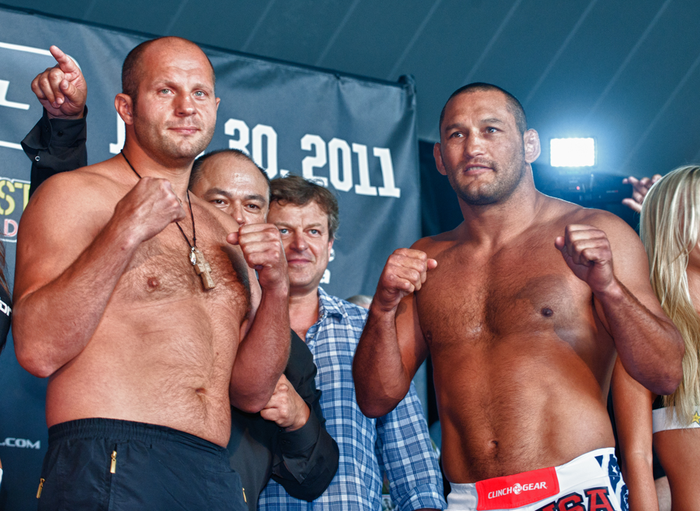  StrikeForce Fedor vs Henderson Weight In images captured for Hoy Publications