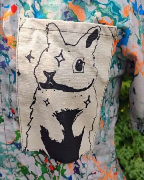 Superbloom Bunny Linen-Cotton Crop Shirt