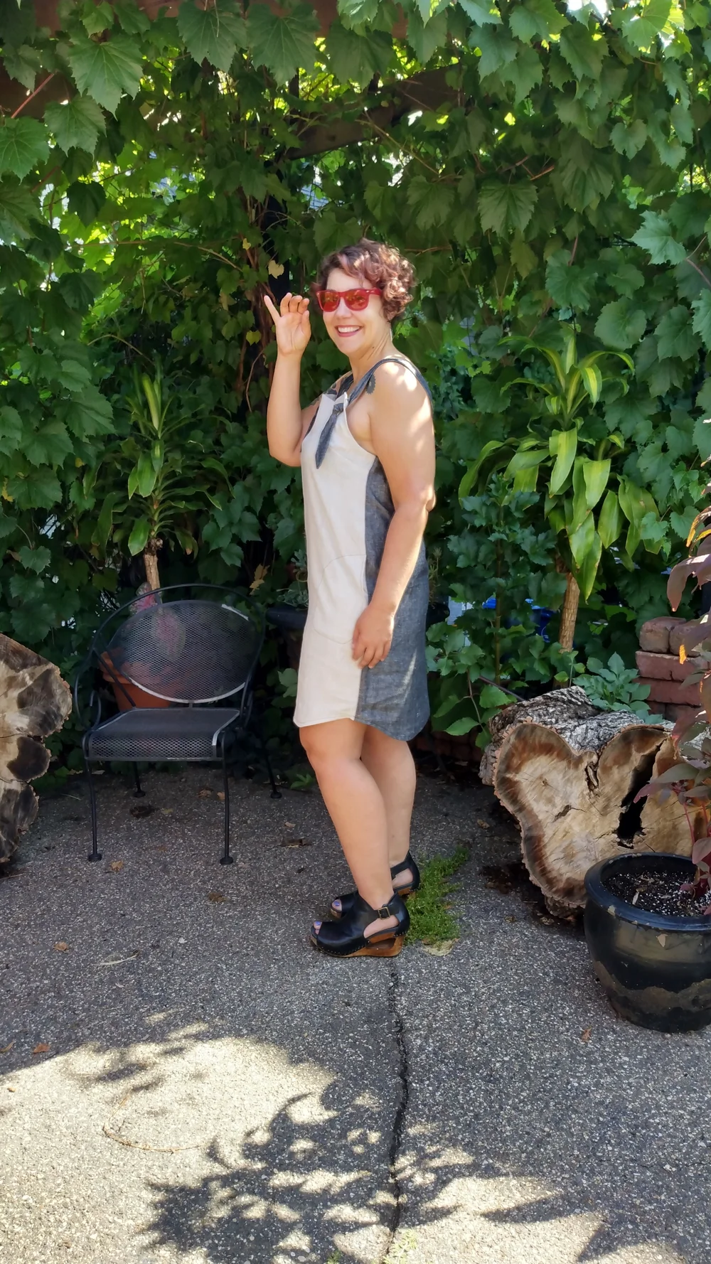 Knot Dress - Natural + Black Linen  Danielle Everine