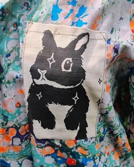 Superbloom Bunny Linen-Cotton Crop Shirt