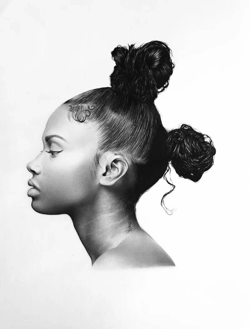 Léa Bourgeois Deux pompons 2018, crayon à papier sur papier, 42 x 59,4 cm.
