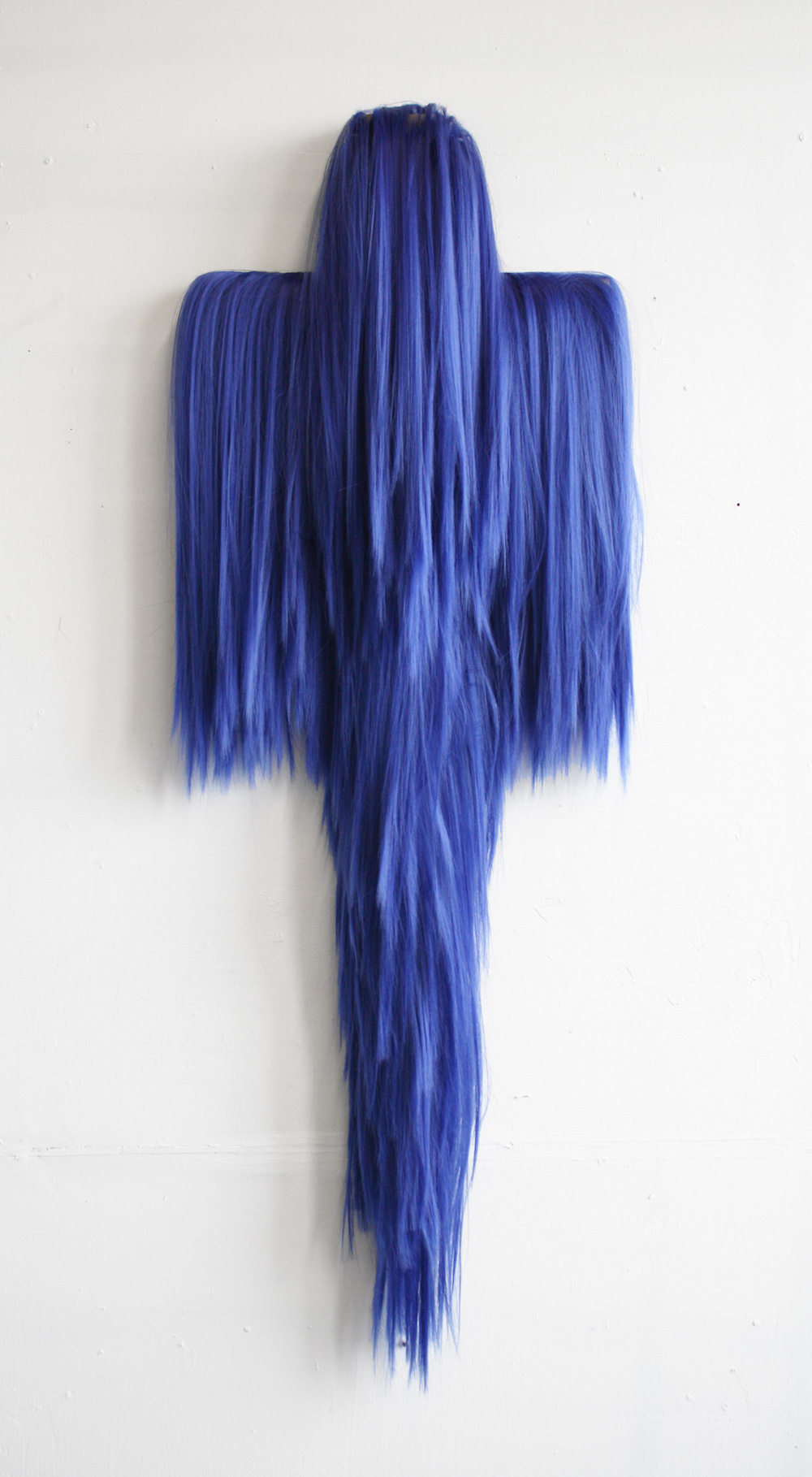  "Sacramental"&nbsp; 110 cm x 40cm Blue Futura Yuki synthetic hair and wood 2015 