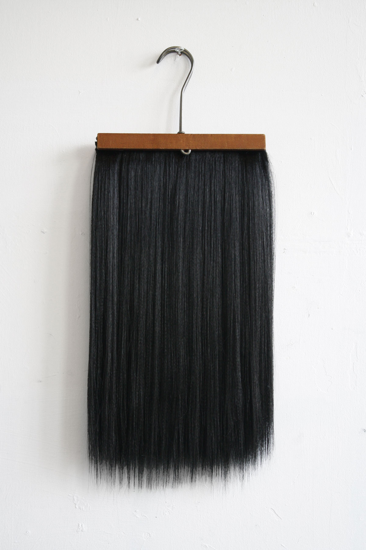  Chaetophobia (Trouser Hanger 2) 20 x 53 cm  Wooden hanger and synthetic hair 2015 