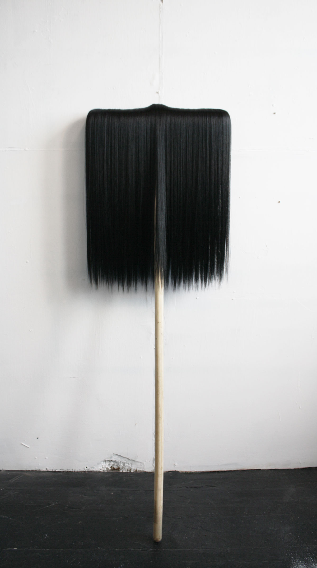  Chaetophobia (broom)&nbsp; 46 x 104 cm Wooden Industrial Broom and synthetic hair 2015 