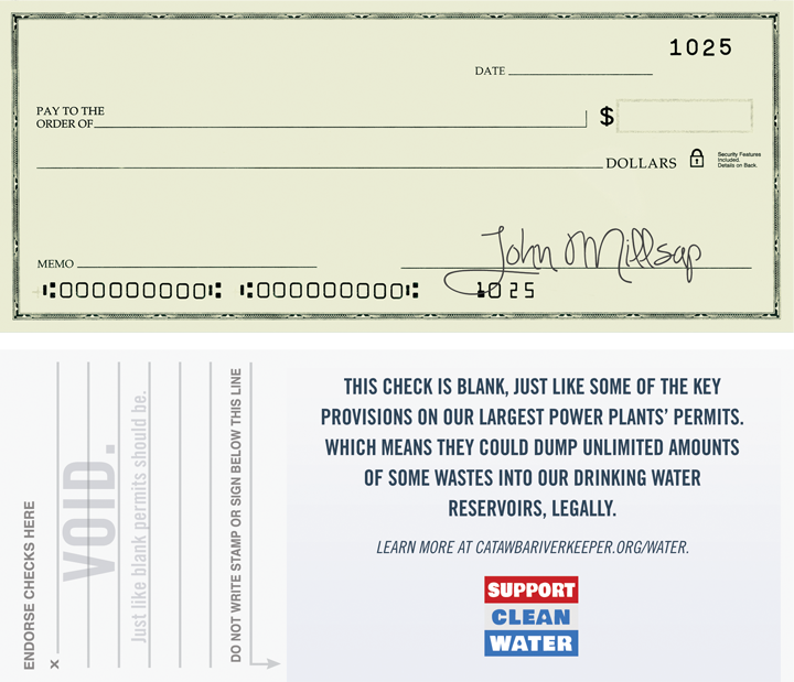 Catawba Riverkeeper Blank Check Stunt