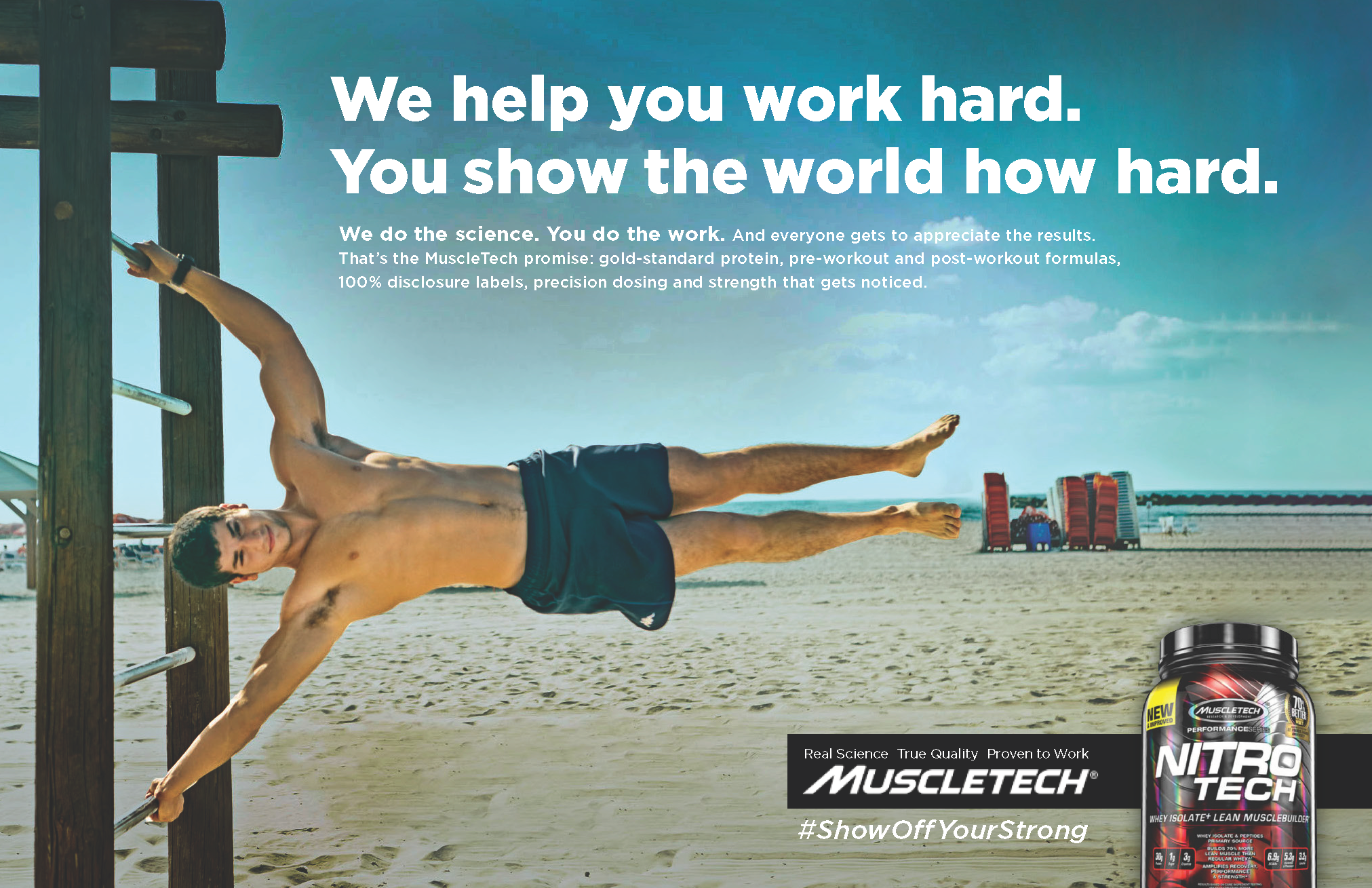 Original CompThe BriefMuscleTech is old-school: “your dad’s supplement brand” for a bodybuilder physique. Connect with a new generation of fitness-minded men by abandoning the bodybuilder stereotype and embodying the bigger, emotional resonance of working out. Working out is about more than just hulk &amp; bulk, it’s about transformation, potential, and power to be all you can be.