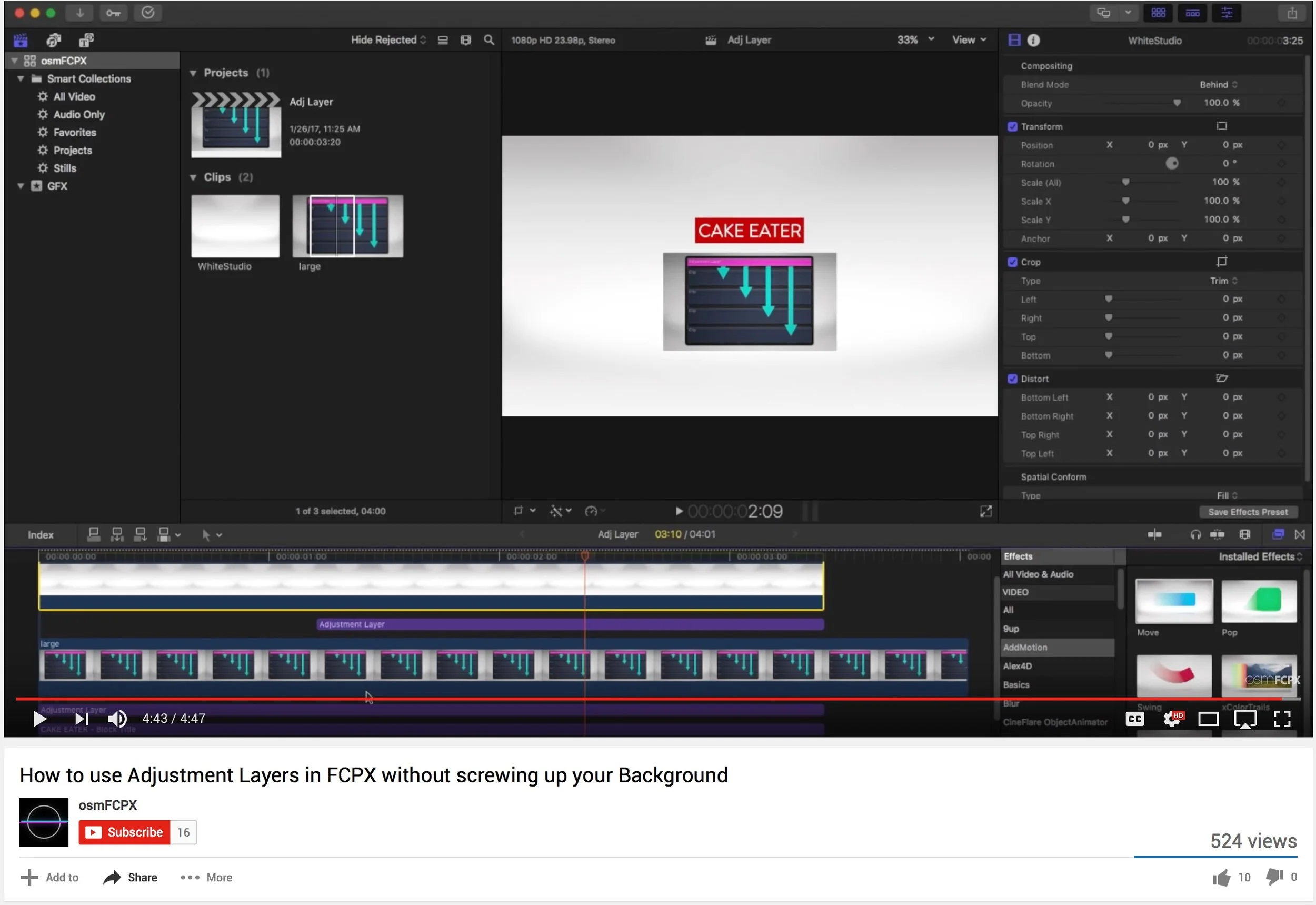 FCPX TUTORIAL: Use Adjustment Layers in FCPX without screwing up your Background