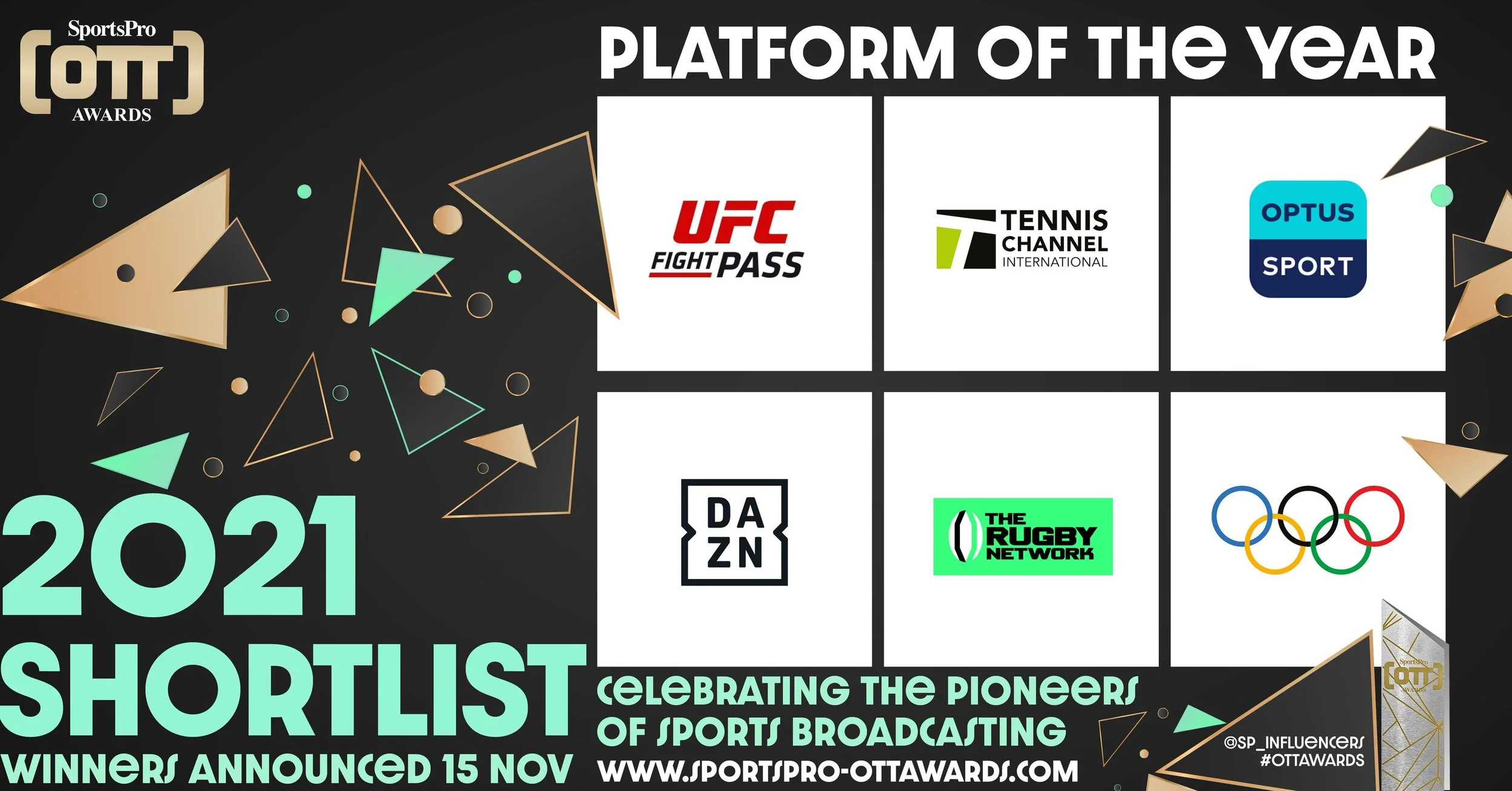 Rugby Network shortlisted alongside Olympics for PLATFORM OF THE YEAR.