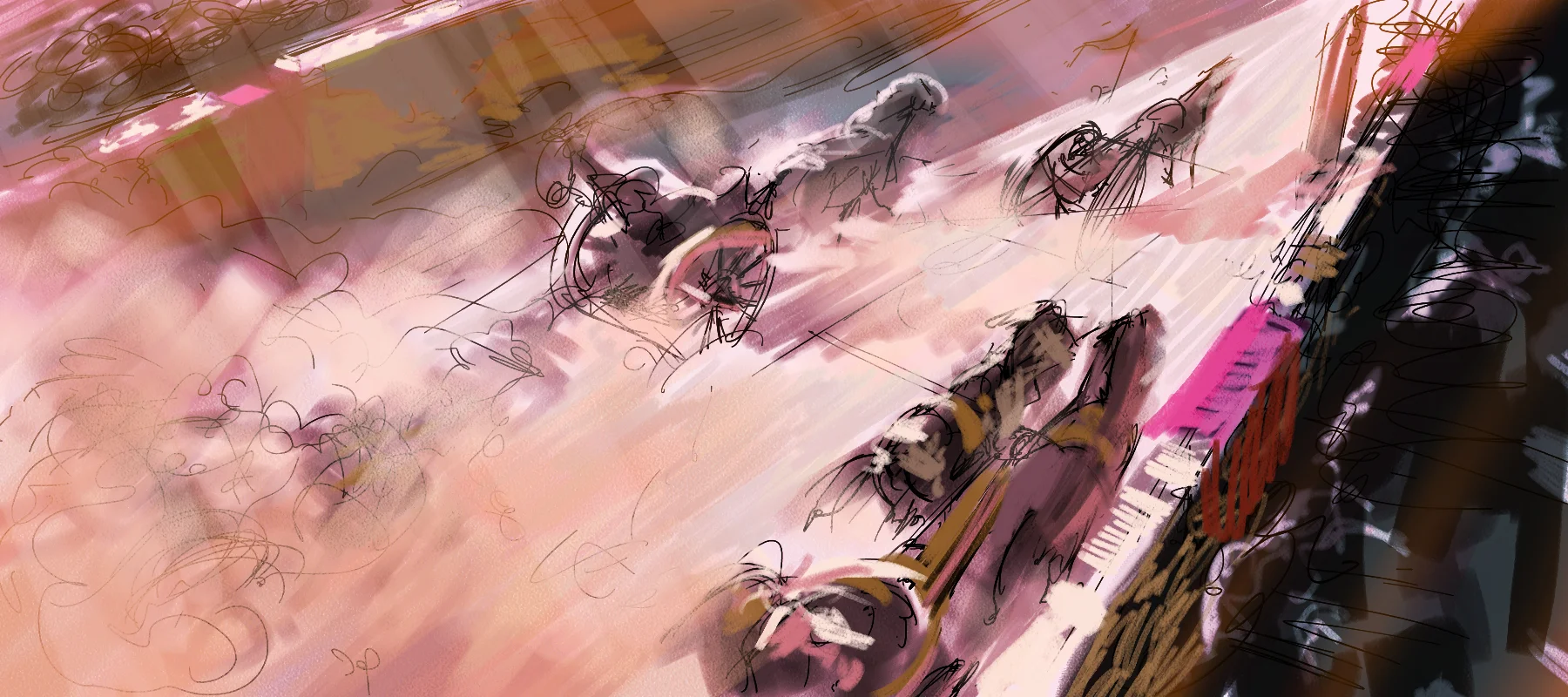 Chariot racing concept art. Film pre-production concept art by Paul Temple, Storyboard Artist and Illustrator.