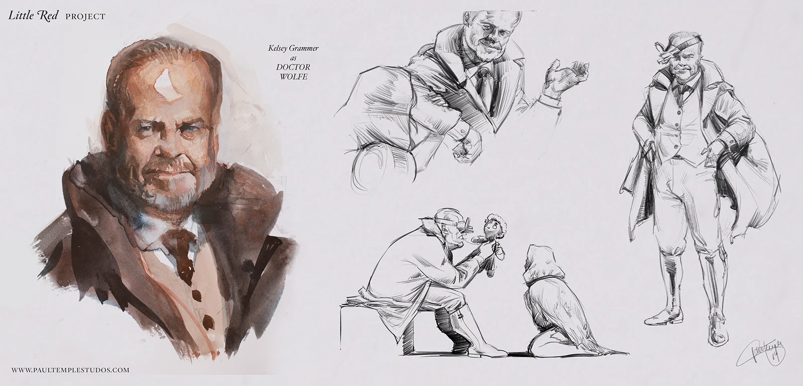 Character Design for Little Red production. Film concept art and character design by Paul Temple, Storyboard Artist and Illustrator.
