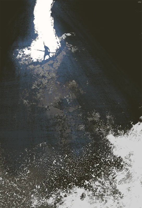 Cave illustration. Film pre-production concept art by Paul Temple, Storyboard Artist and Illustrator.