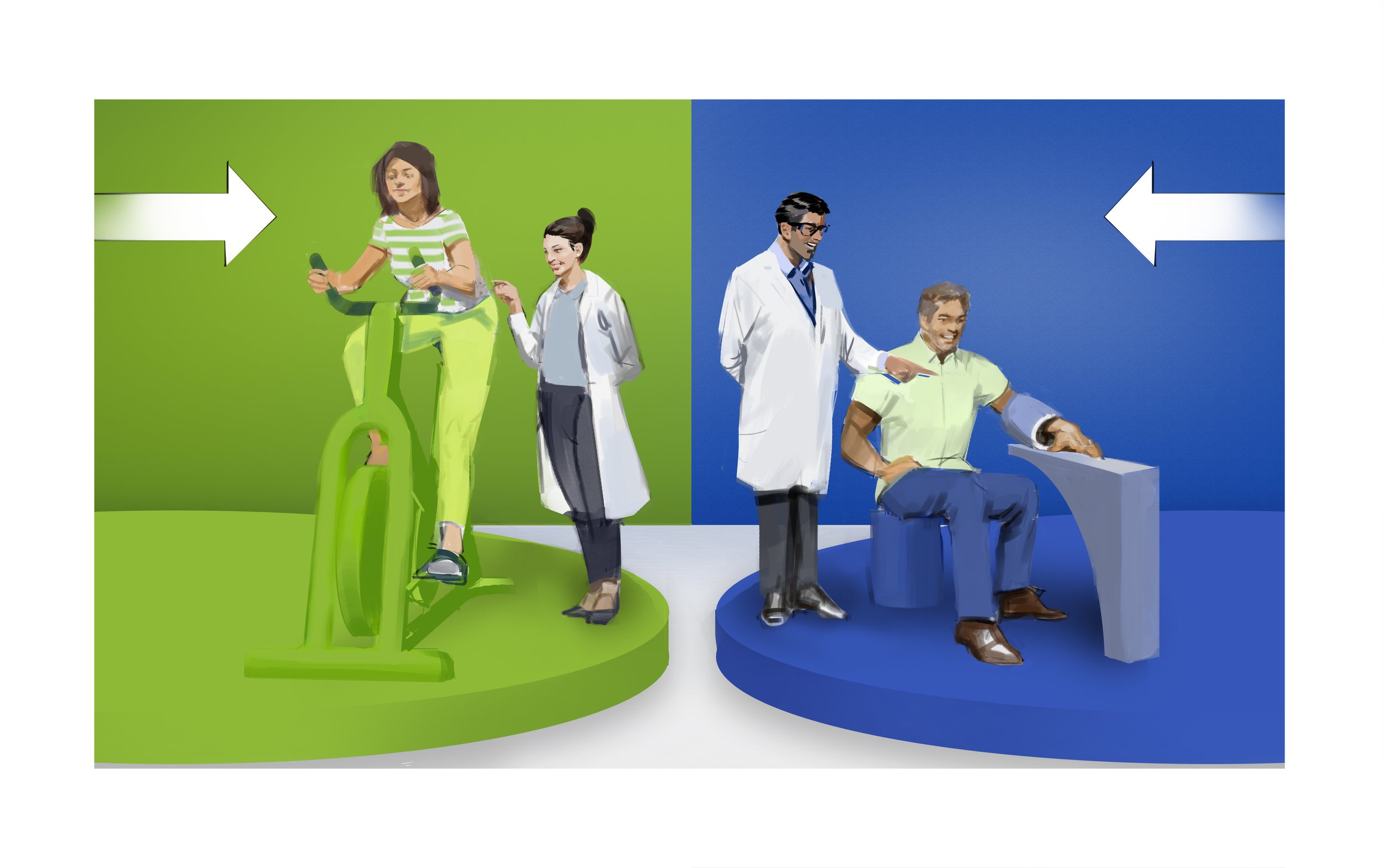  Pharmacy concept illustration for Rite Aid ad pitch. Advertising storyboard frame by Paul Temple, Storyboard Artist and Illustrator. 