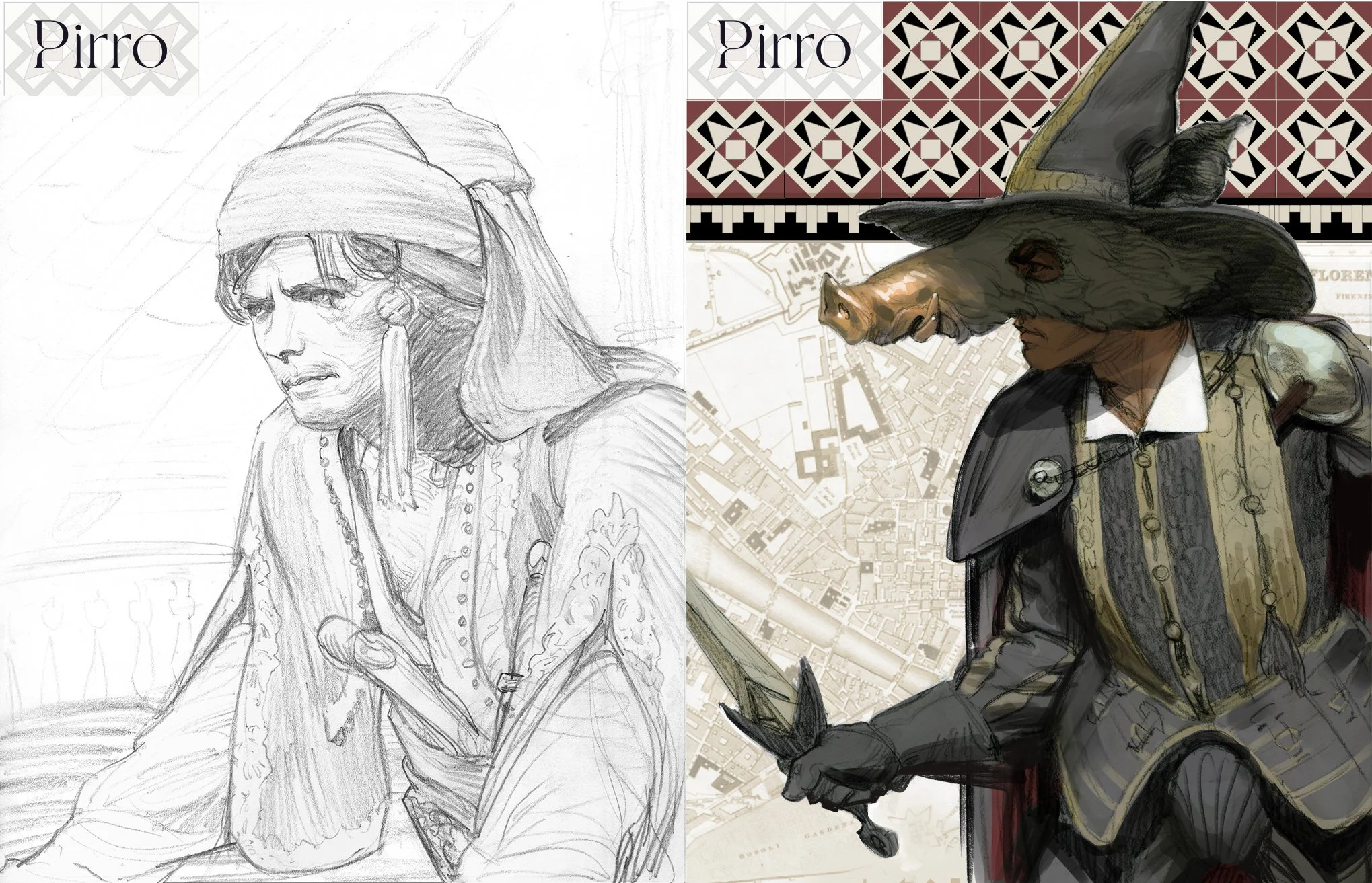  Character design development by Illustrator and concept artist, Paul Temple.  