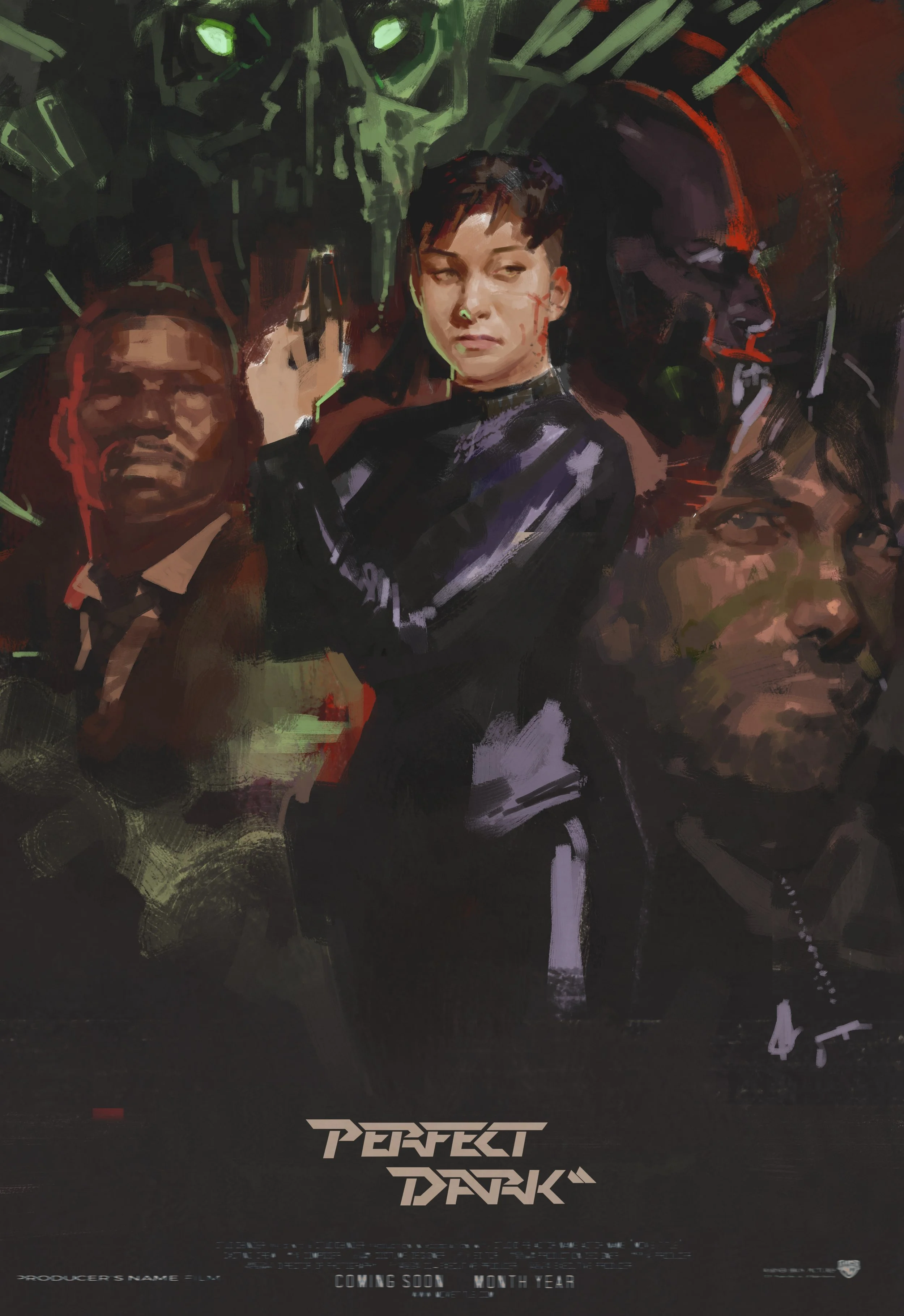  Perfect Dark poster design for movie by illustrator, Paul Temple.  