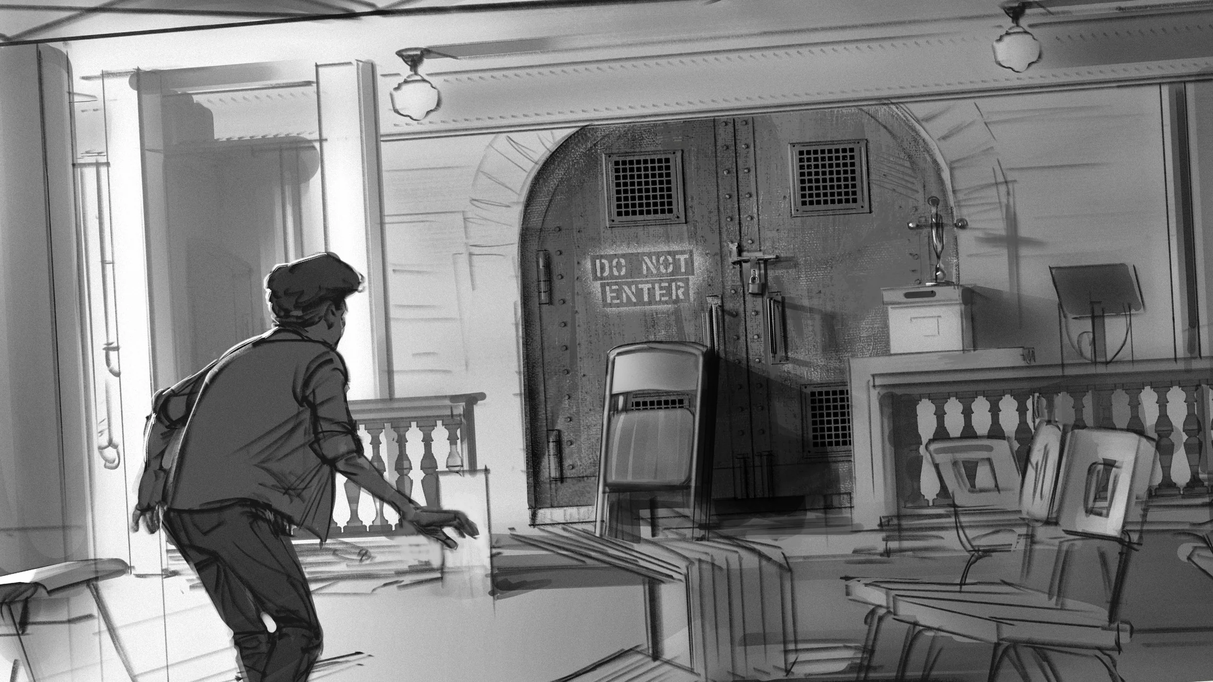  Horror/thriller film concept and preproduction art by Paul Temple, visual development (vis dev) artist. Concept art for film and TV. 