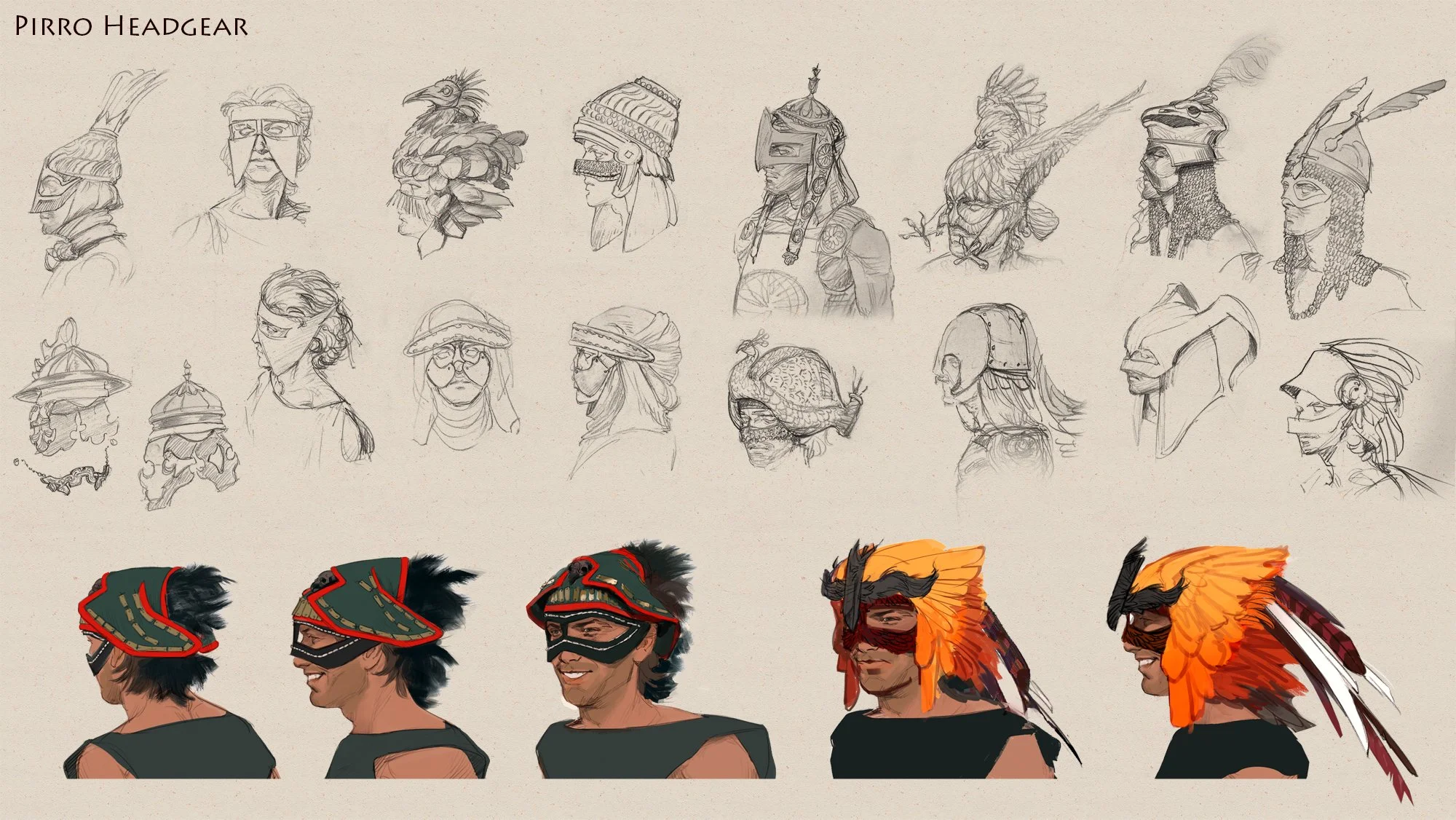  character concept design with prop and helmet development for TV and film by concept artist Paul Temple  