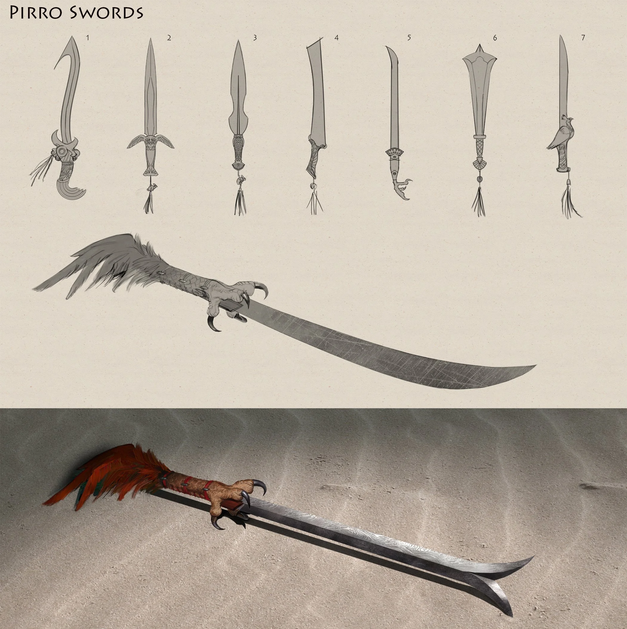  Prop and sword design for visual development for adventure film by concept artist Paul Temple  