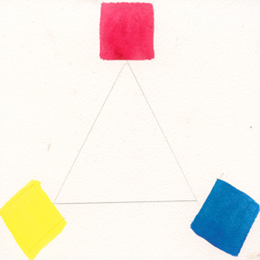 Alizarin Crimson, Prussian Blue, Cadmium Lemon