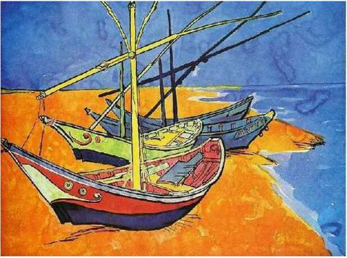 Van Gogh, "Boats on the Beach of Saintes-Maries", 1888