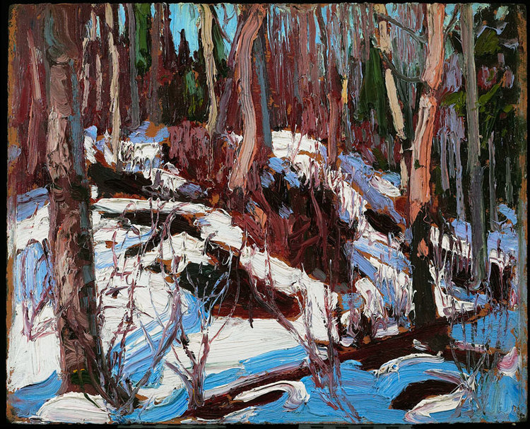 "Winter Thaw in the Woods", 8" x 10", oil on wood panel