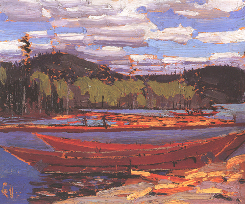 "Bateaux", 8" x 10", oil on wood panel