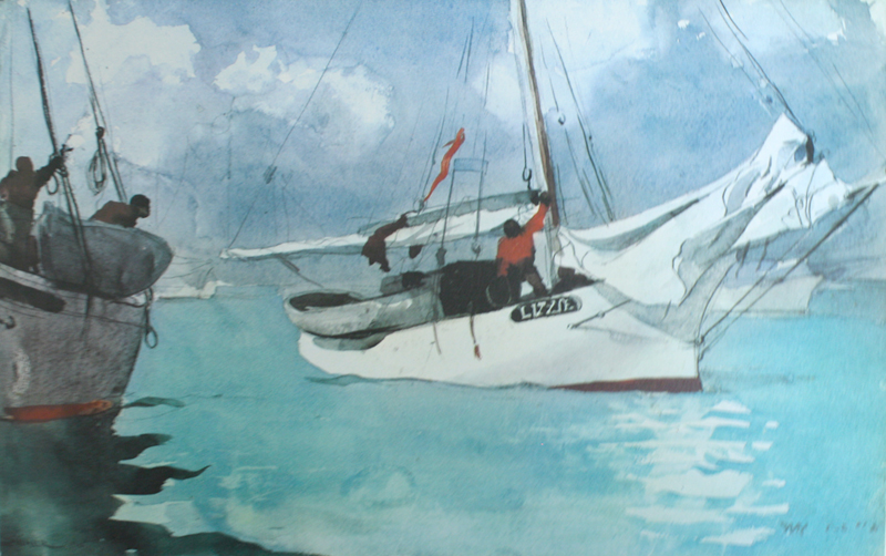 Winslow Homer, "Fishing Boats, Key West", watercolor