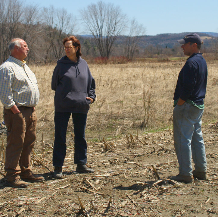 Talking to Bruce and a forest project manager about tree planting that's buffering the wetlands.