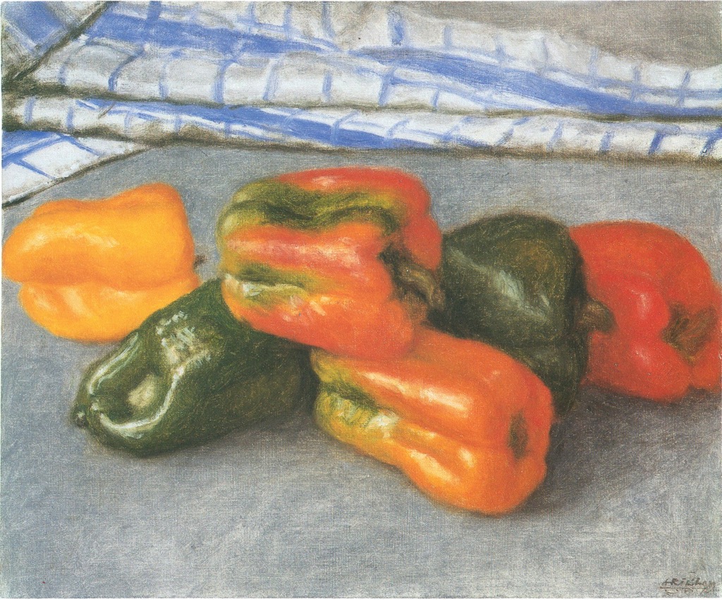 Avigdor Arikha, “Peppers and Dish Cloth”