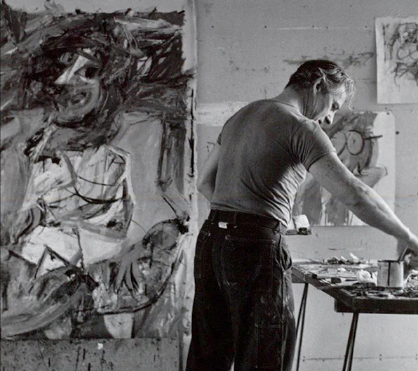 Willem de Kooning in his studio