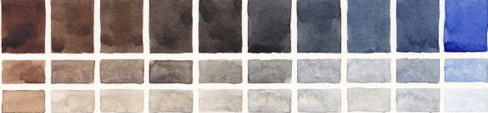 Burnt Umber watercolor mixed with Ultramarine Blue