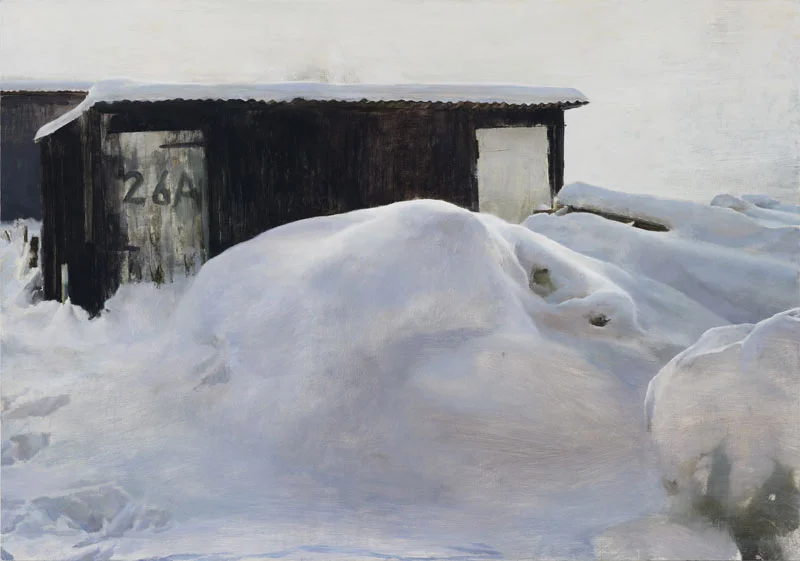 Justin Mortimer, “Snow Bank”, oil on canvas