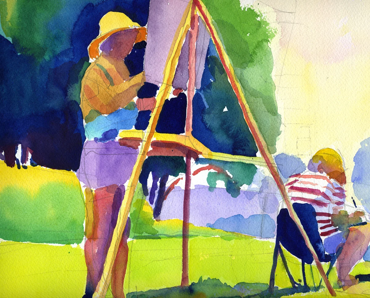 Susan Abbott, “Landscape Painters”, watercolor
