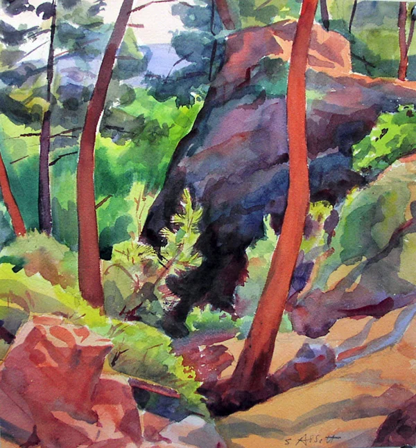 "Ochre Quarry, Provence", watercolor, 15” x 12”, framed in maple, 22” x 20”, $350.00. Purchase here . SOLD