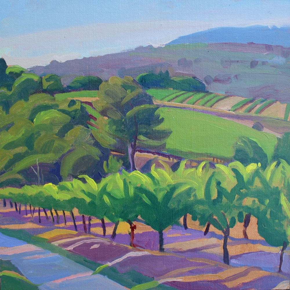 "Path through Vineyards, Provence", oil on linen panel, 10” x 10”, framed in gold 13” x 13”, $300.00. Purchase here . SOLD